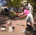 Amy chopping wood